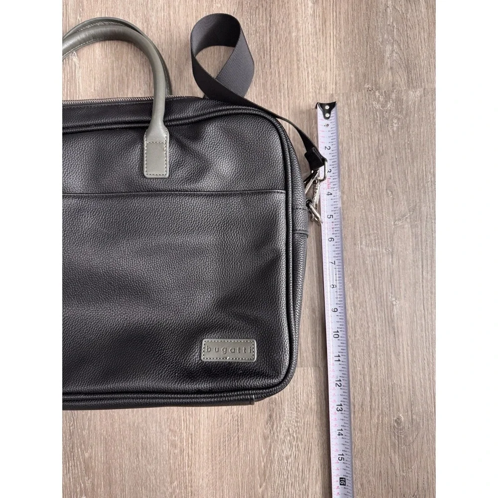 Bugatti Vegan Leather Laptop Briefcase Messenger Bag Black 16